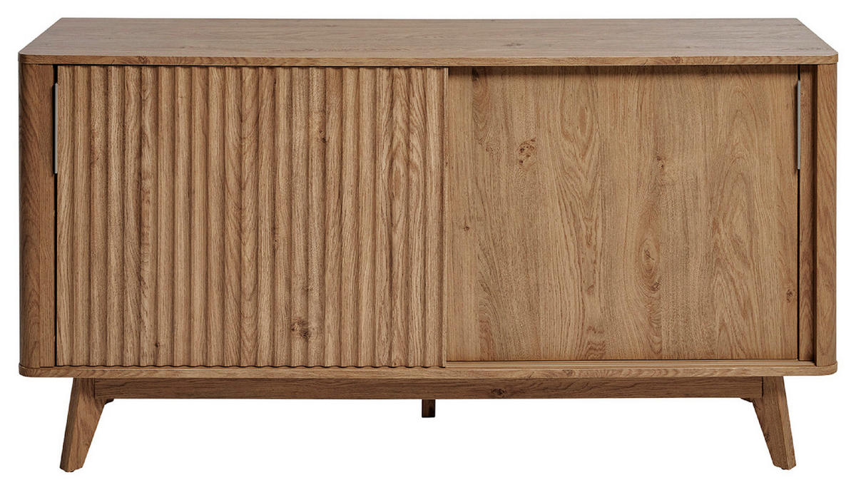 SIDEBOARD 148/76/39,8 cm  in Eichefarben  - Eichefarben/Alufarben, Modern, Holzwerkstoff/Metall (148/76/39,8cm) - MID.YOU