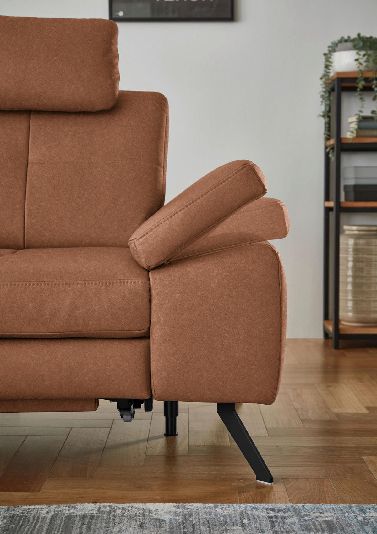 ECKSOFA in Lederlook, Mikrofaser Braun  - Schwarz/Braun, Design, Textil/Metall (194/261cm) - Beldomo System