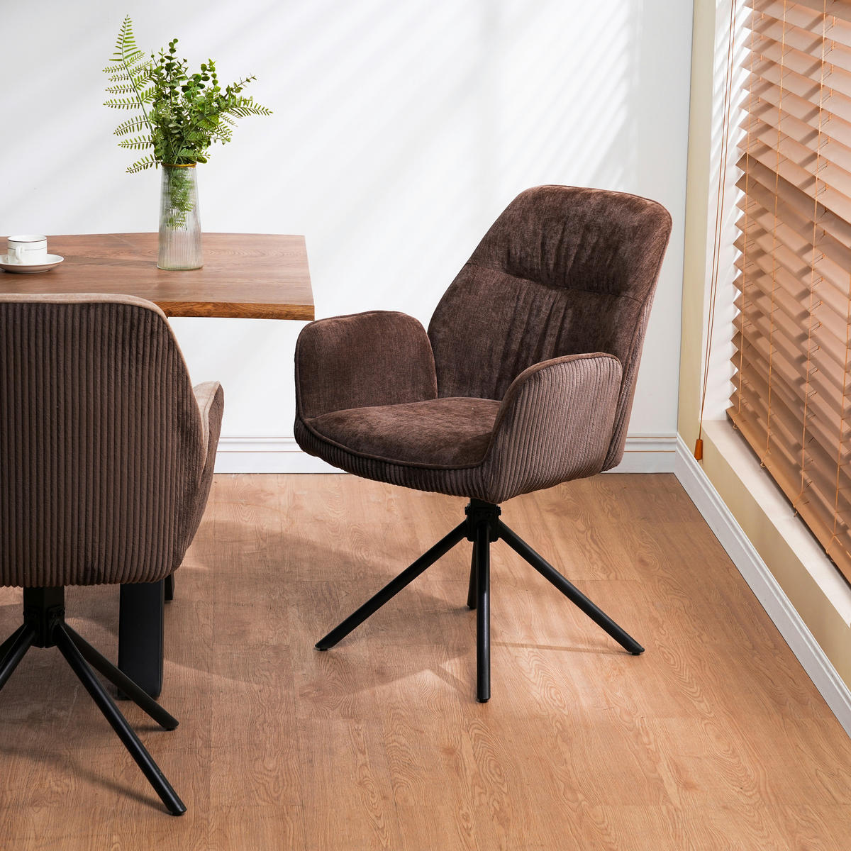 ARMLEHNSTUHL  Sitzfläche 180° drehbar Mikrofaser  Braun, Schwarz, Dunkelbraun  - Dunkelbraun/Schwarz, MODERN, Textil/Metall (60/89/65cm) - Livetastic