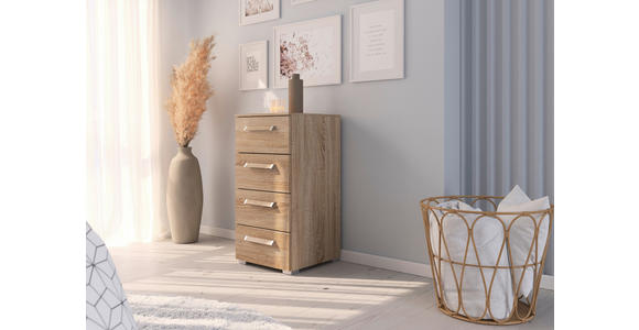 KOMMODE  in 40/81/42 cm  - Silberfarben/Sonoma Eiche, Design, Holzwerkstoff/Kunststoff (40/81/42cm) - Novel