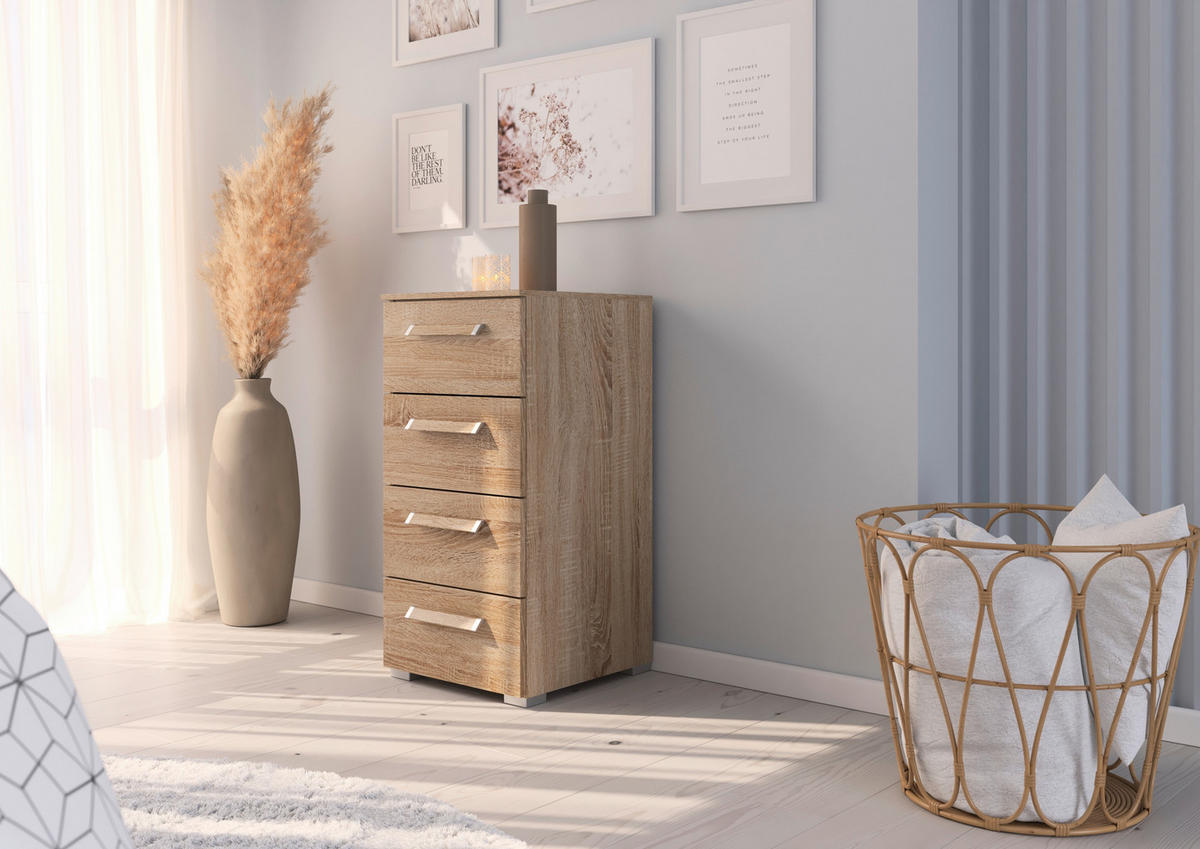 KOMMODE  in 40/81/42 cm  - Silberfarben/Sonoma Eiche, Design, Holzwerkstoff/Kunststoff (40/81/42cm) - Novel