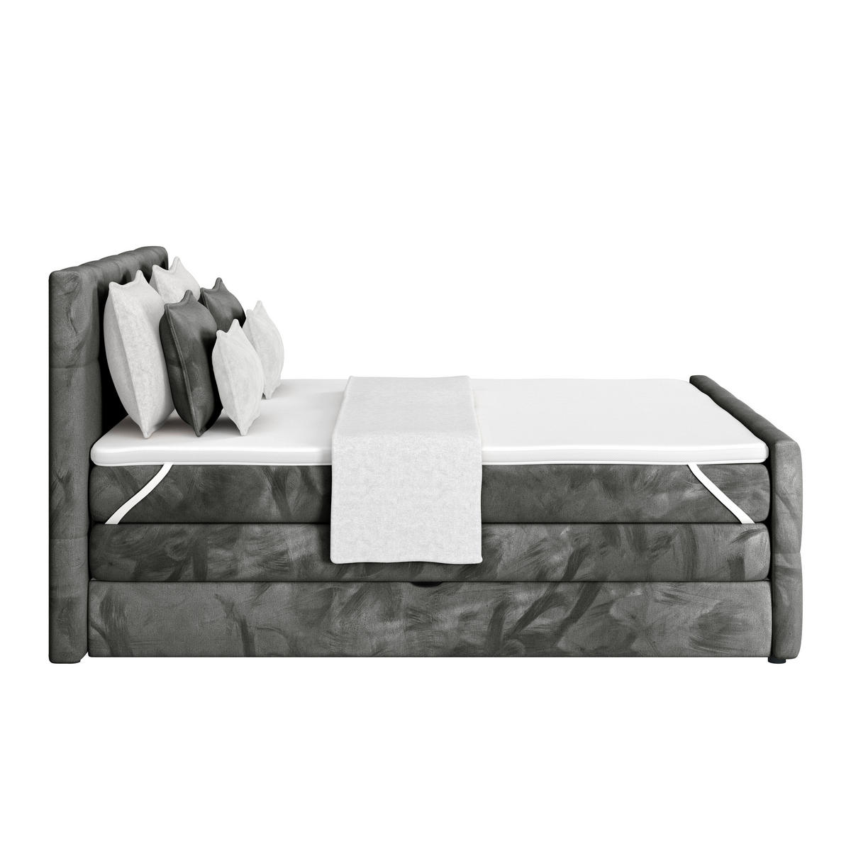 BOXSPRINGBETT 180/200 cm,  in Anthrazit, gepolstertes Kopfteil, Bettkasten, Topper, Matratzen, H2 + H2 = mittel  - Anthrazit, KONVENTIONELL, Holz/Holzwerkstoff (180/200cm) - Luca Bessoni