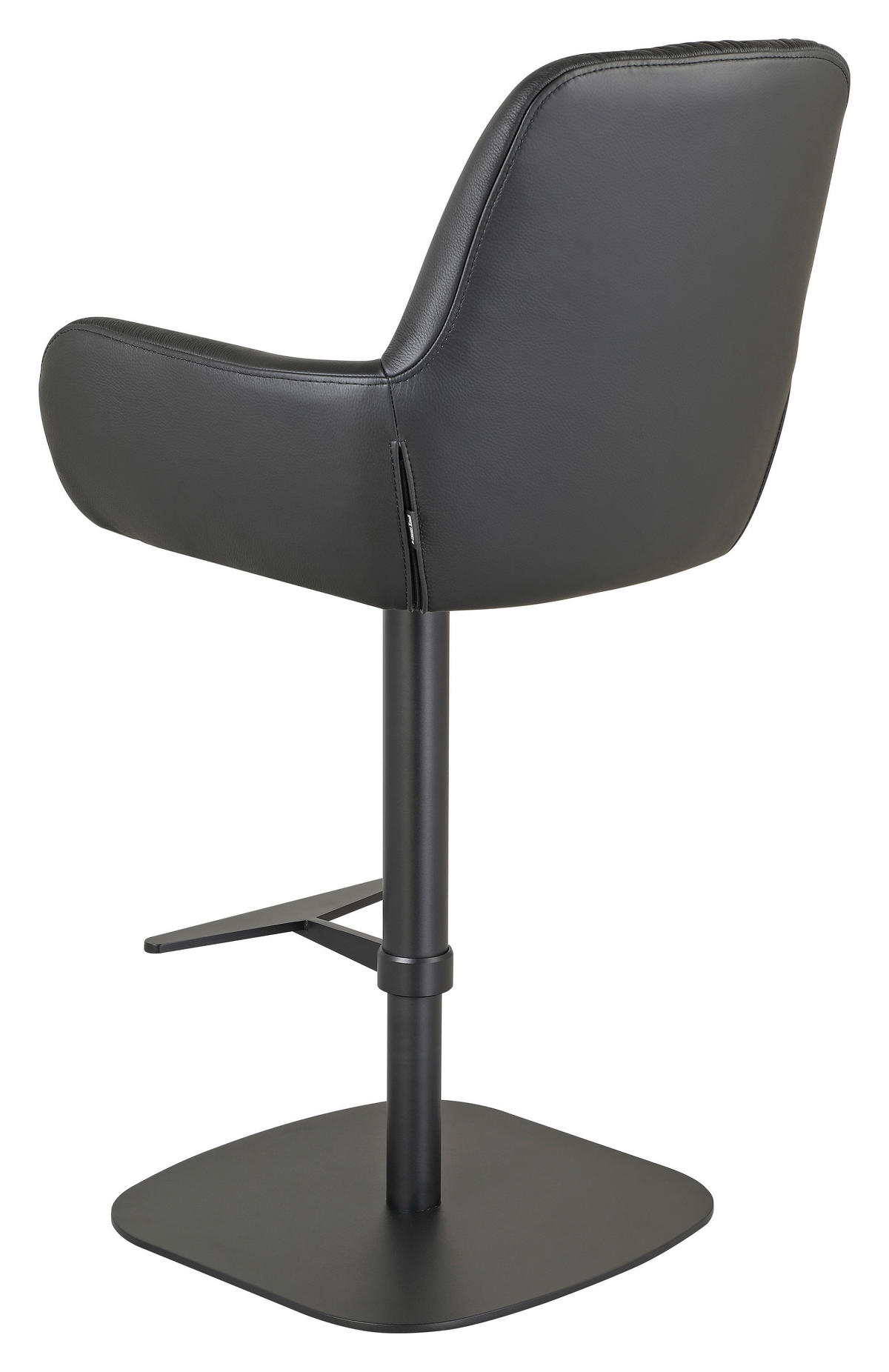 BARHOCKER Echtleder Schwarz Eisen Sitzfläche 360° drehbar, inklusive Armlehnen, automatische Rückholfunktion  - Schwarz, Design, Leder/Metall (57,5/117/59,5cm) - Dieter Knoll