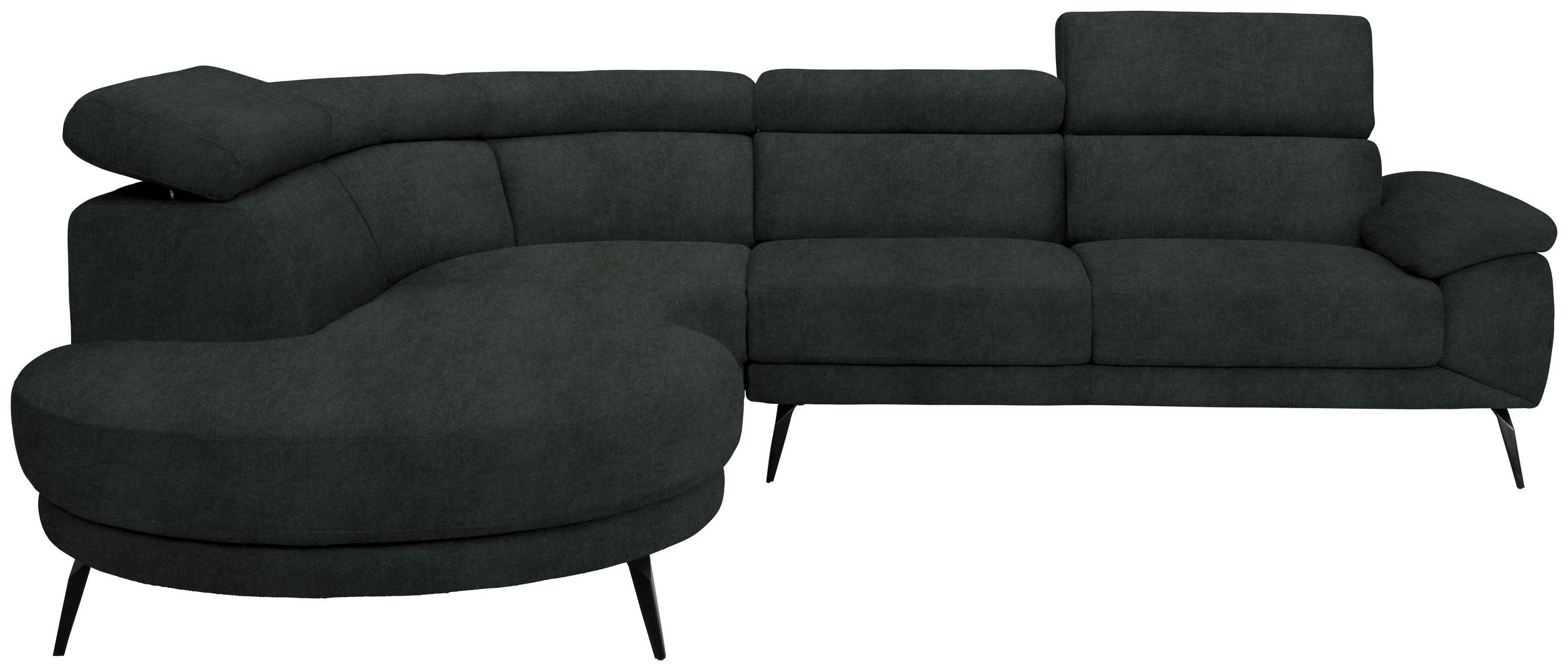 ECKSOFA in Velours Dunkelgrün  264/299 cm  - Dunkelgrün/Schwarz, Design, Textil/Metall (264/299cm) - Novel