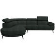 ECKSOFA in Velours Dunkelgrün  264/299 cm  - Dunkelgrün/Schwarz, Design, Textil/Metall (264/299cm) - Novel