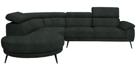 ECKSOFA in Velours Dunkelgrün 264/299 cm - Dunkelgrün/Schwarz, Design, Textil/Metall (264/299cm) - Novel