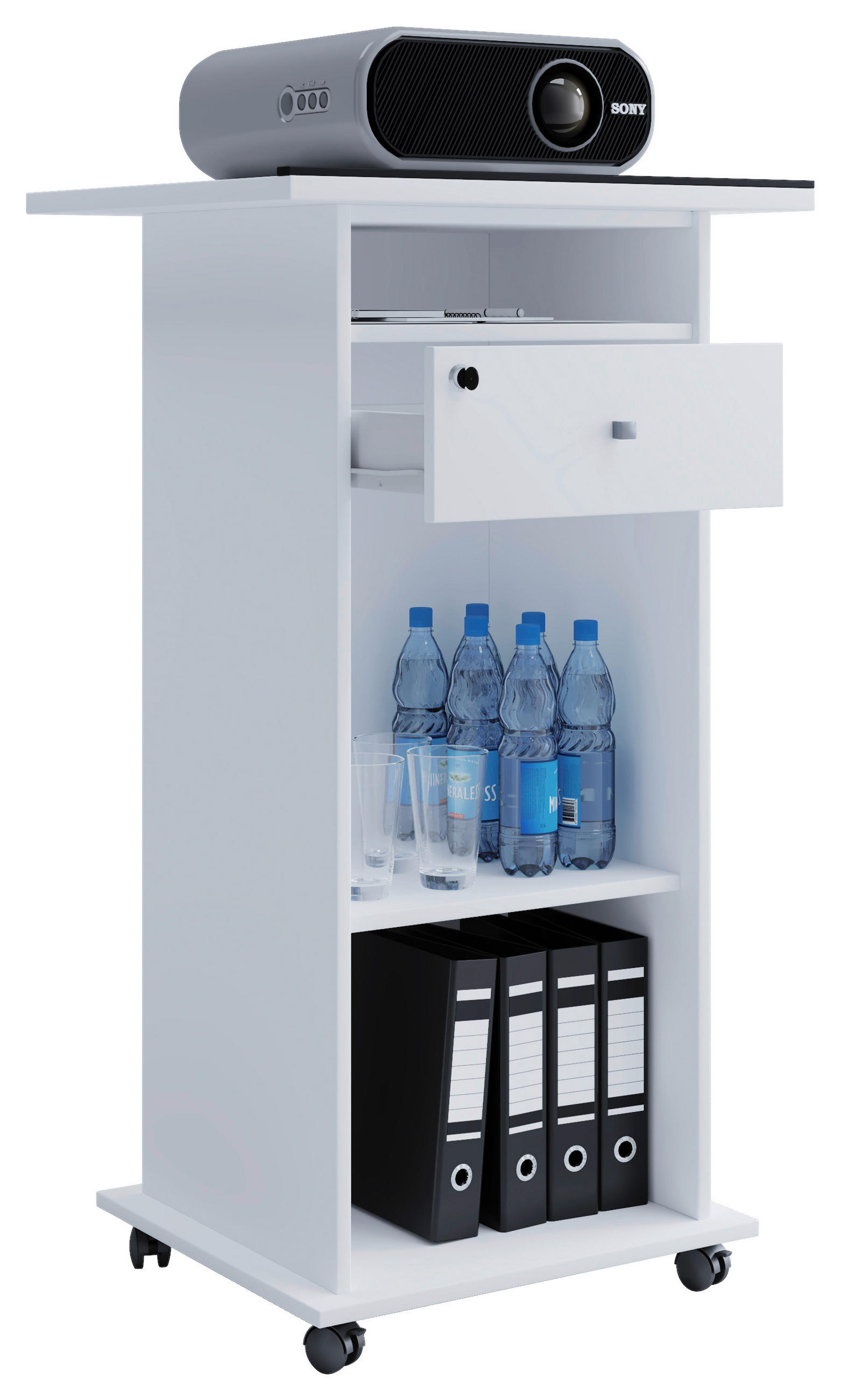 STÅPULPET 60/50/108,3 cm  i vit  - vit, Modern, trämaterial (60/50/108,3cm) - MID.YOU