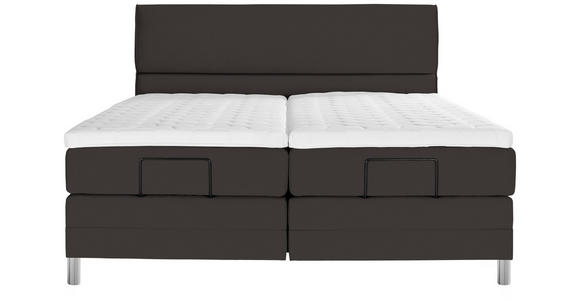 BOXSPRINGBETT 180/200 cm  in Dunkelbraun  - Chromfarben/Dunkelbraun, KONVENTIONELL, Kunststoff/Textil (180/200cm) - Voleo