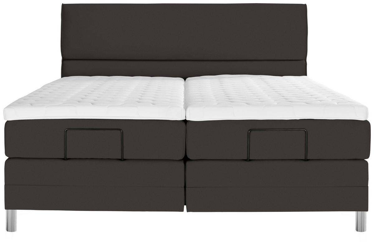 BOXSPRINGBETT 180/200 cm  in Dunkelbraun  - Chromfarben/Dunkelbraun, Konventionell, Kunststoff/Textil (180/200cm) - Voleo