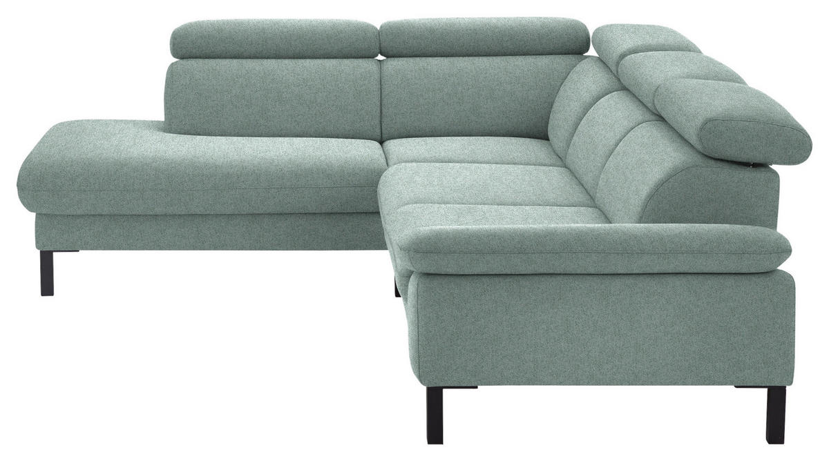 ECKSOFA in Flachgewebe Mintgrün  - Schwarz/Mintgrün, Design, Holzwerkstoff/Textil (217/272cm) - Pure Home Comfort