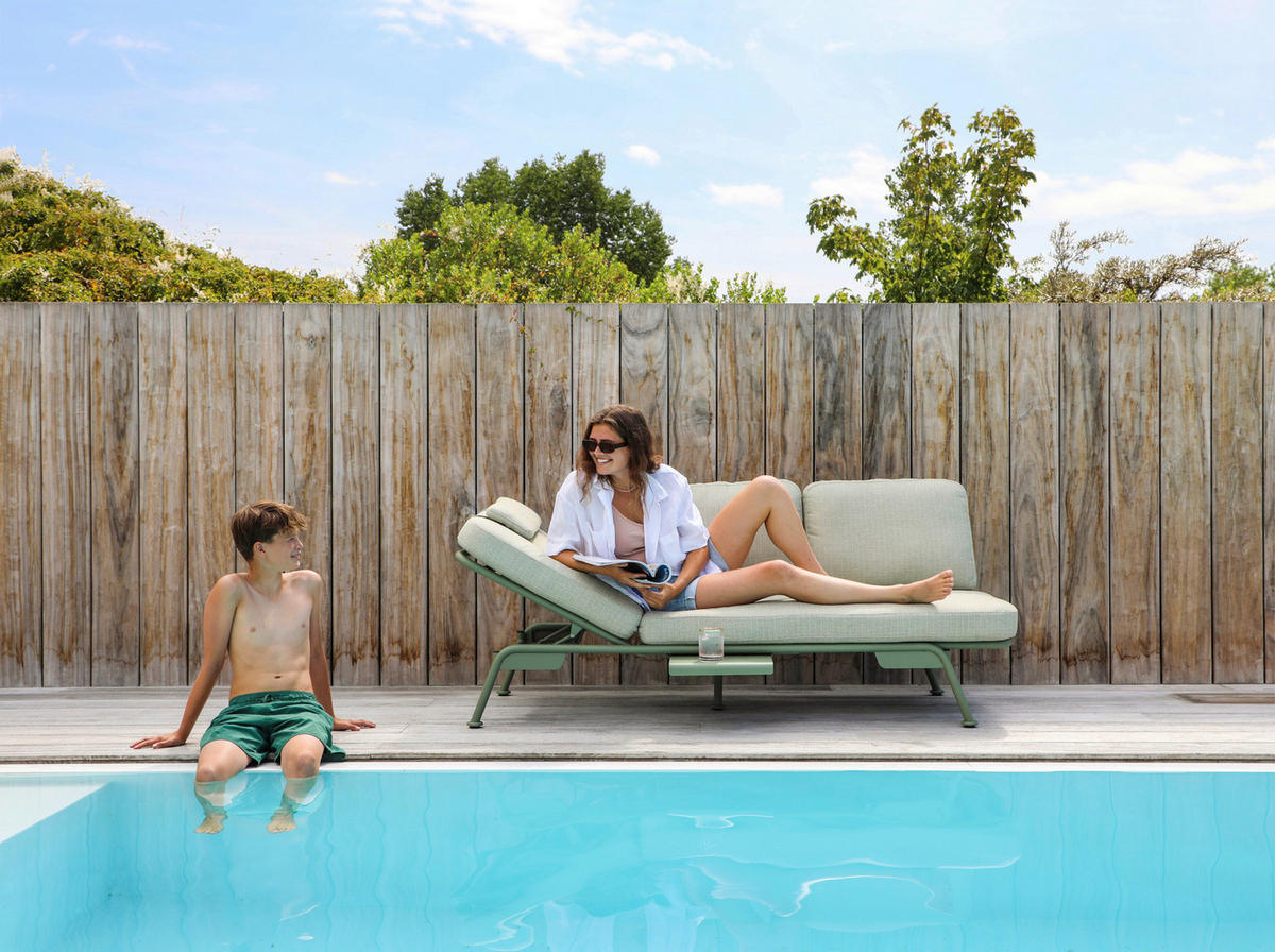 GARTENBANK 198/78/81 cm  Aluminium  - Salbeigrün/Hellgrau, Design, Textil/Metall (198/78/81cm) - Zebra 