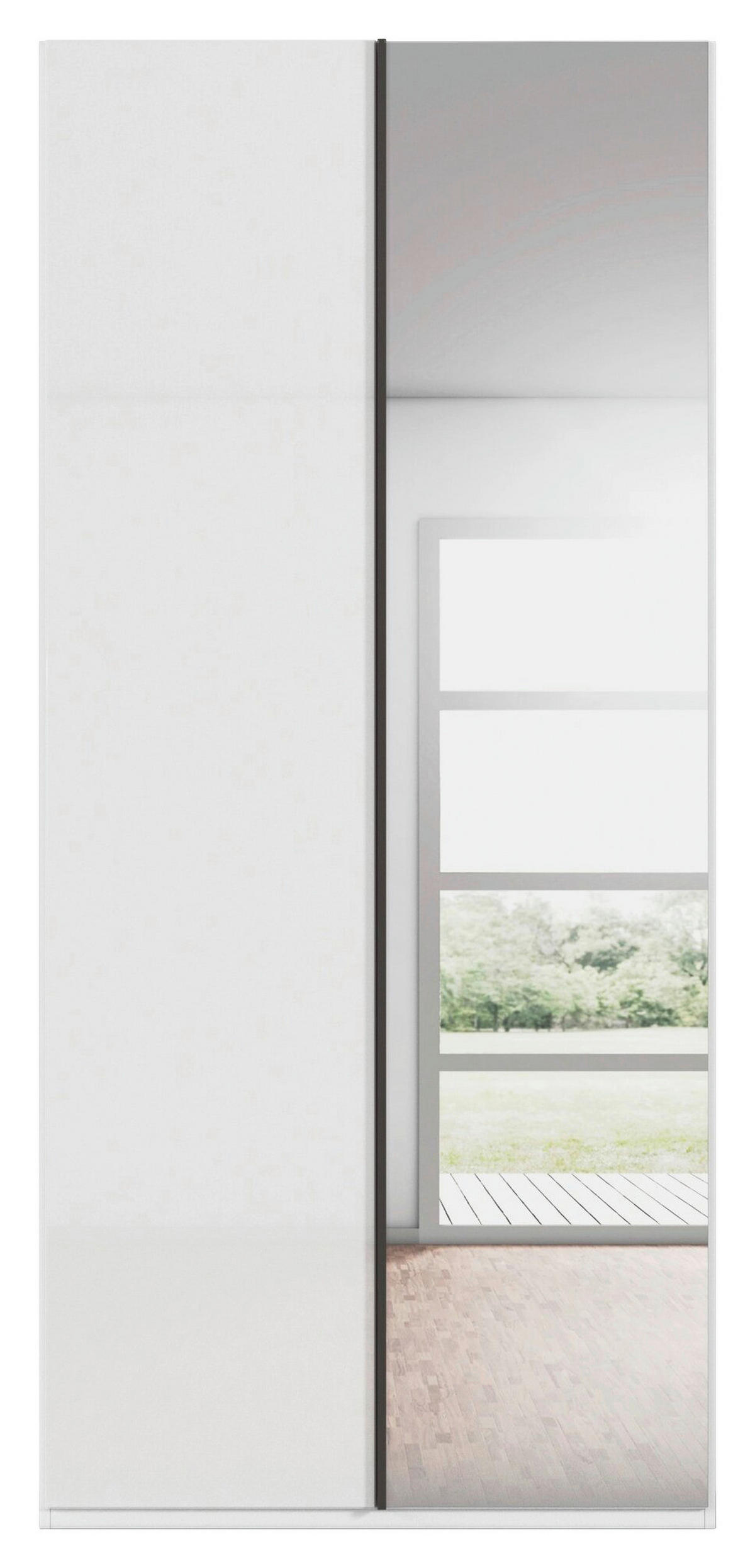 DREHTÜRENSCHRANK 101/235/61 cm,  in Weiß, Weiß Hochglanz, 2-türig  - Weiß Hochglanz/Graphitfarben, Basics, Glas/Holzwerkstoff (101/235/61cm) - Novel