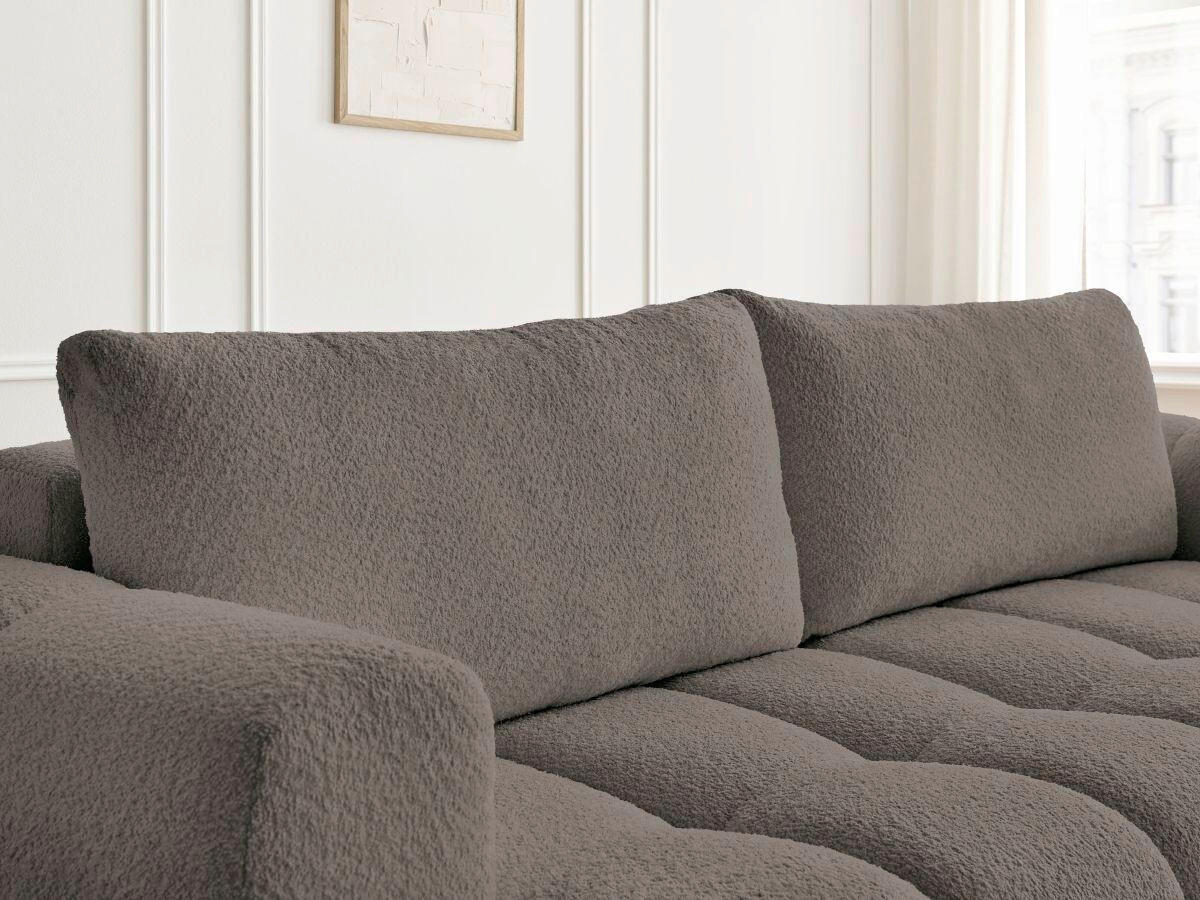 SCHLAFSOFA FUJI Bouclé Taupe  inkl.  - Taupe/Schwarz, MODERN, Kunststoff/Textil (251/113/88cm)