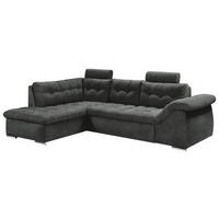 ECKSOFA in Mikrovelours Anthrazit  - Anthrazit, Konventionell, Holzwerkstoff/Kunststoff (193/283cm) - MID.YOU