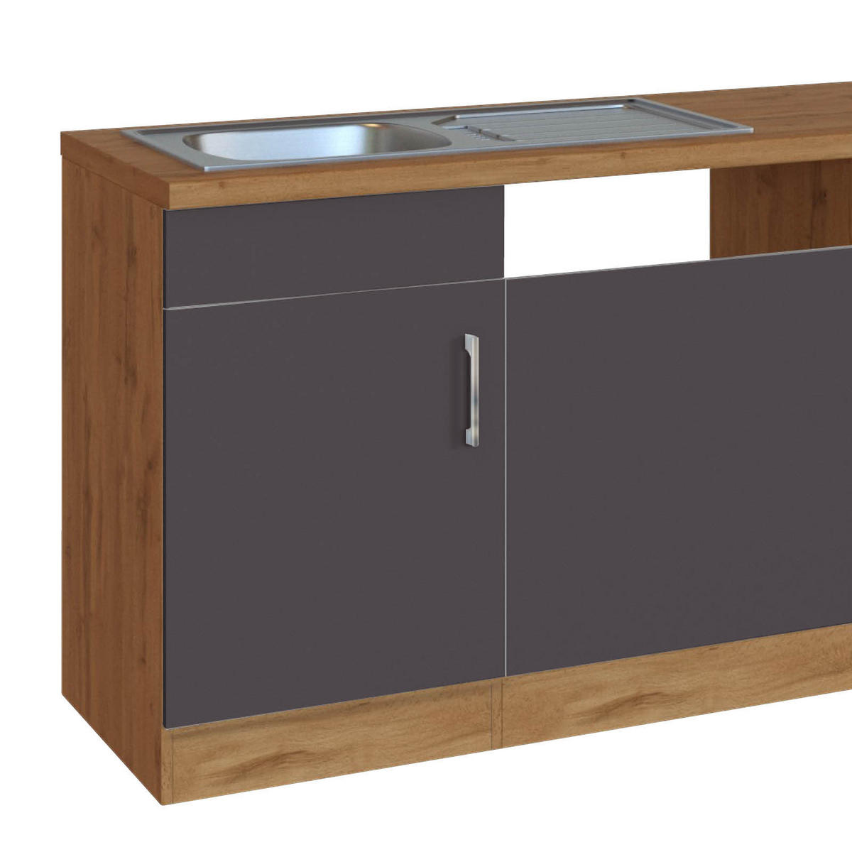 KÜCHENLEERBLOCK 360 cm   in Anthrazit  - Eichefarben/Anthrazit, MODERN, Holzwerkstoff (360cm) - Held