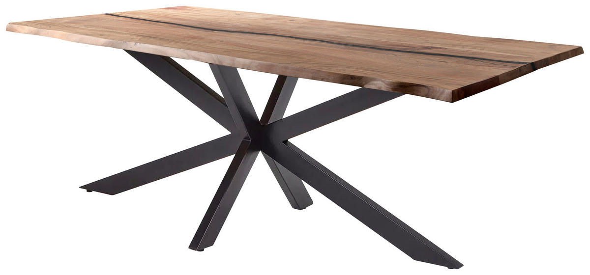 ESSTISCH in Holz, Metall, Naturmaterialien 200/100/76 cm  - Schwarz/Braun, LIFESTYLE, Naturmaterialien/Holz (200/100/76cm) - Landscape