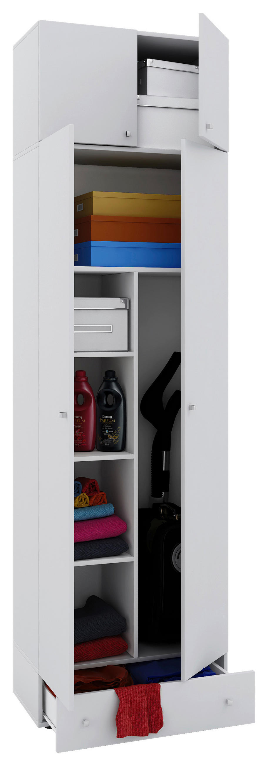 MEHRZWECKSCHRANK 70/238/39 cm  in Weiß  - Silberfarben/Schwarz, MODERN, Holzwerkstoff/Kunststoff (70/238/39cm) - MID.YOU