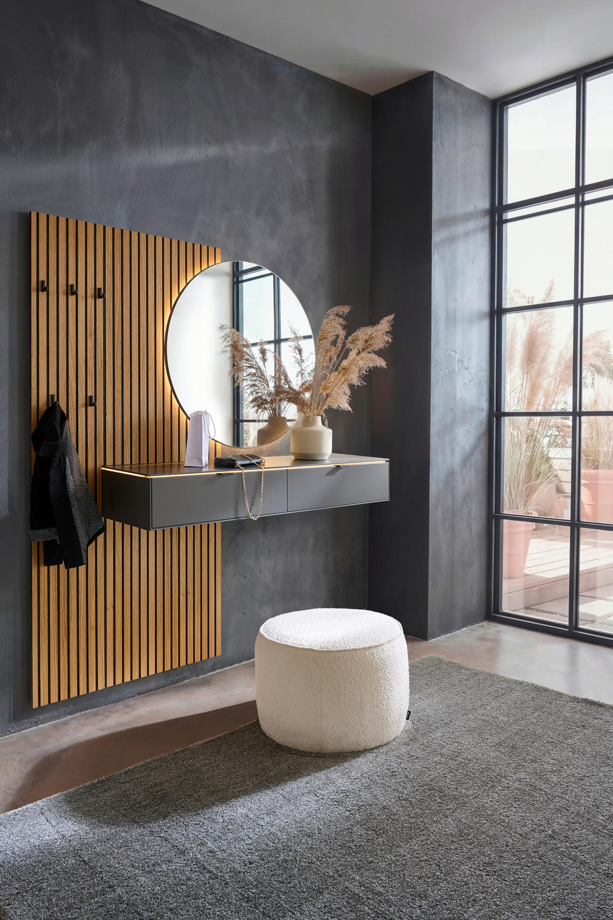 GARDEROBE  in 170/192/40 cm  - Anthrazit/Naturfarben, Design, Glas/Holz (170/192/40cm) - Dieter Knoll
