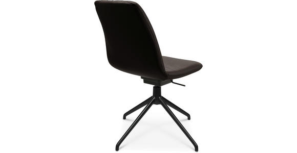 STUHL in Aluminium Echtleder pigmentiert Metall, Leder - Dunkelbraun/Schwarz, Design, Leder/Metall (46/81,5-84,5/55cm) - Johann Jakob