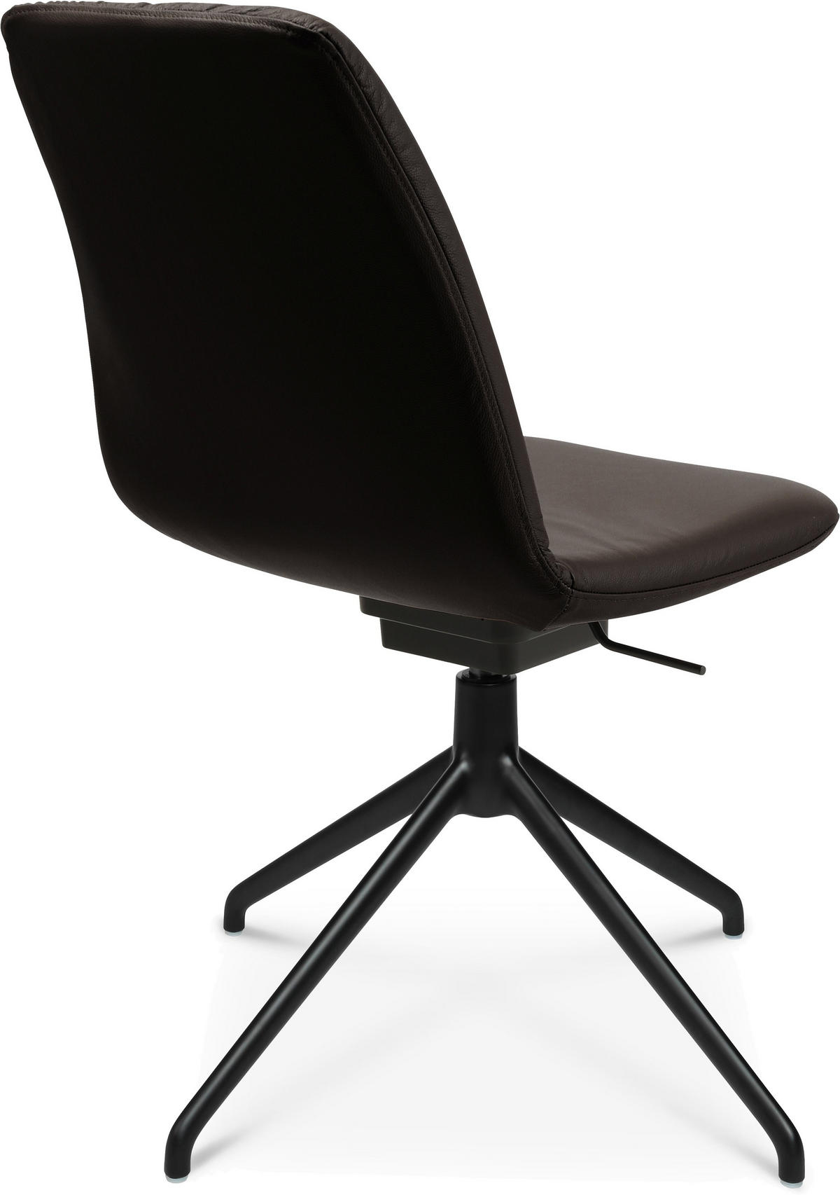 STUHL  in Aluminium Echtleder pigmentiert  - Dunkelbraun/Schwarz, Design, Leder/Metall (46/81,5-84,5/55cm) - Johann Jakob