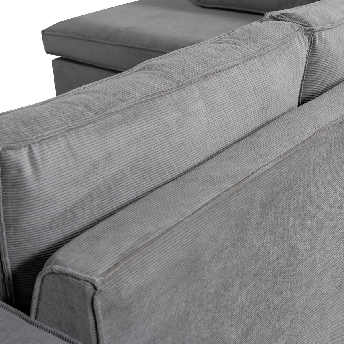 ECKSOFA Thomas Dunkelgrau Webstoff  - Dunkelgrau/Schwarz, Design, Kunststoff/Textil (197/283cm) - Livetastic