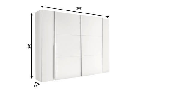 KLEIDERSCHRANK  in Weiß  - Alufarben/Weiß, KONVENTIONELL, Holzwerkstoff/Kunststoff (267/205/57cm) - Carryhome