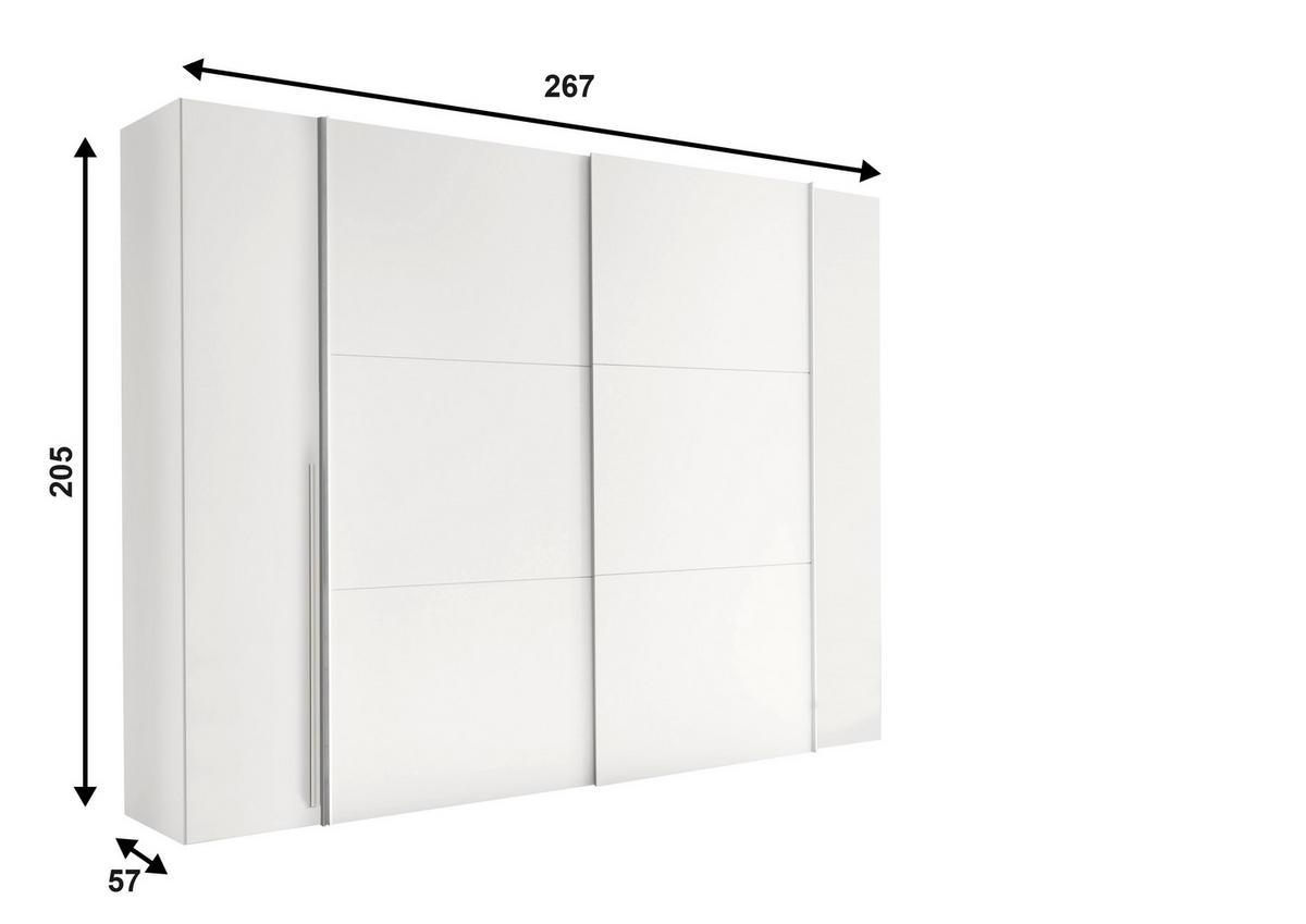 ORMAR ZA ODJEĆU bijela   - bijela/boje aluminija, Konvencionalno, drvni materijal/metal (267/205/57cm) - Ti'me