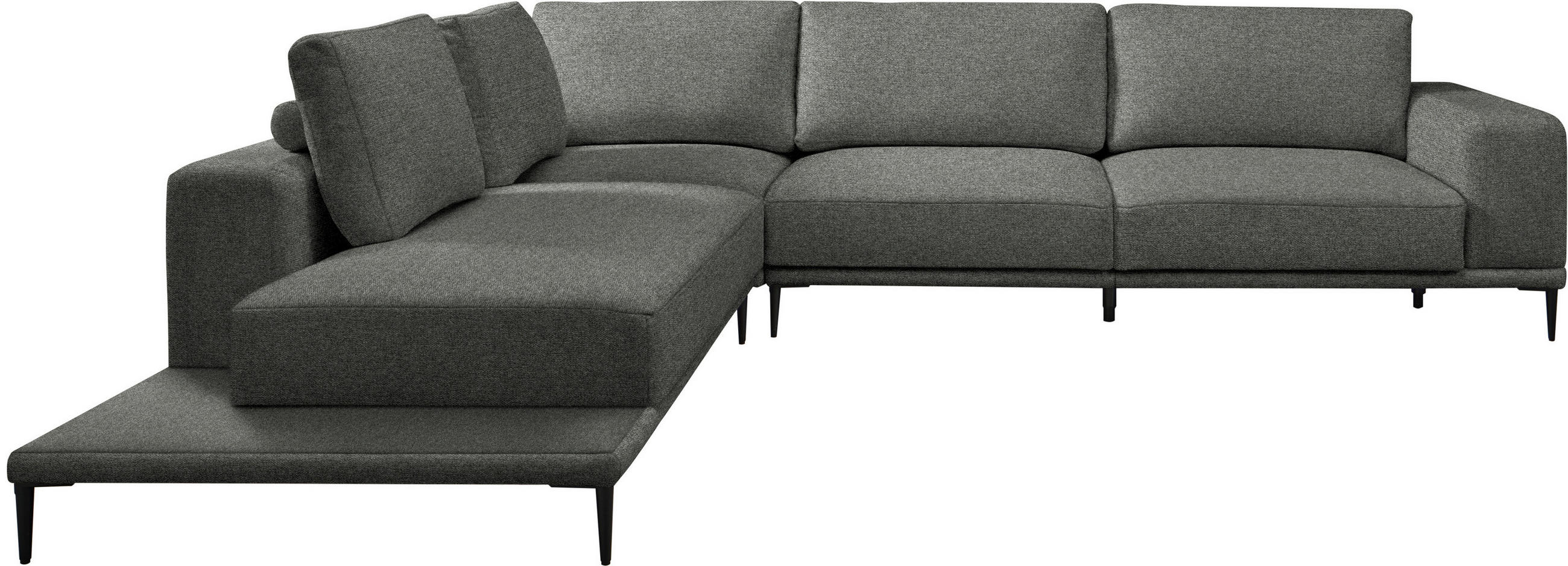 ECKSOFA  in Leinwand Graphitfarben  271/318 cm  - Schwarz/Graphitfarben, Design, Textil/Metall (271/318cm) - Belluti