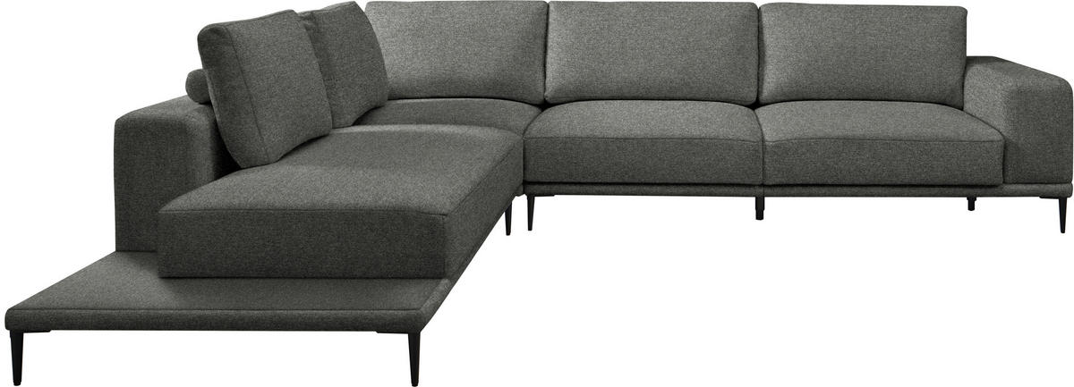 ECKSOFA  in Leinwand Graphitfarben  271/318 cm  - Schwarz/Graphitfarben, Design, Textil/Metall (271/318cm) - Belluti