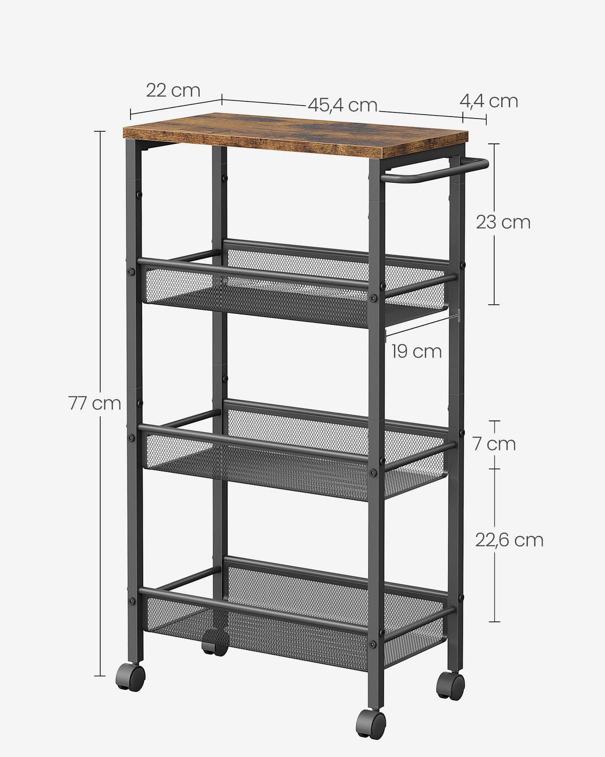 SERVIERWAGEN in Braun, Schwarz  - Schwarz/Braun, Basics, Holzwerkstoff/Kunststoff (45,4/77/22cm)
