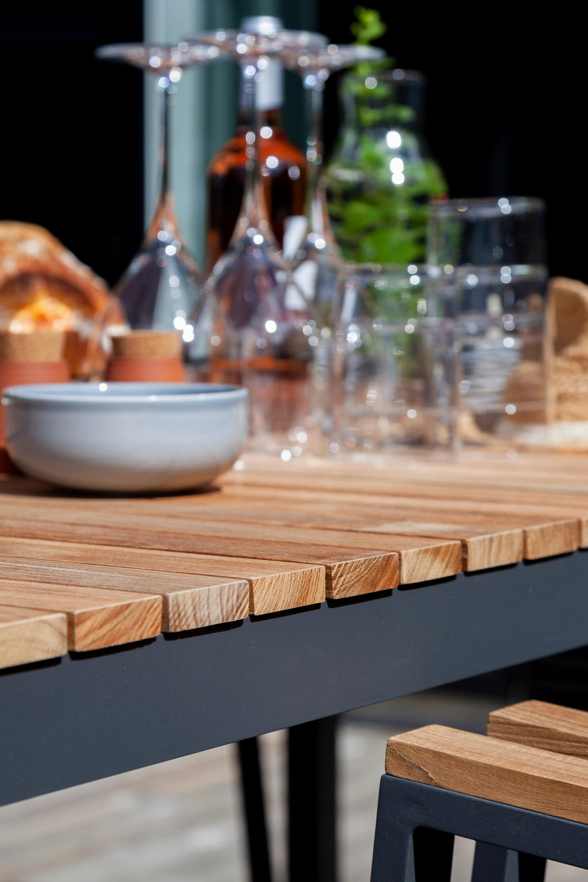 GARTENTISCH 167,5/100/74 cm  - Anthrazit/Teakfarben, KONVENTIONELL, Holz/Metall (167,5/100/74cm) - Gardenson