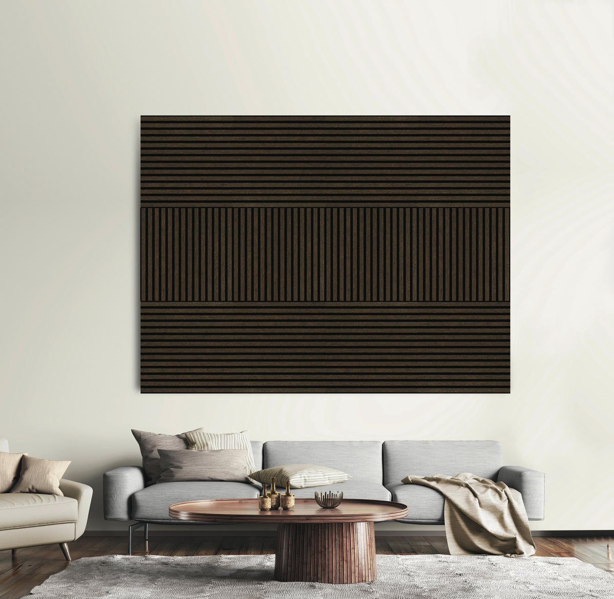 AKUSTIKPANEEL Eiche Geräuchert furniert 57.25/1.9/56 cm  - Eichefarben, KONVENTIONELL, Holzwerkstoff/Textil (57.25/1.9/56cm)