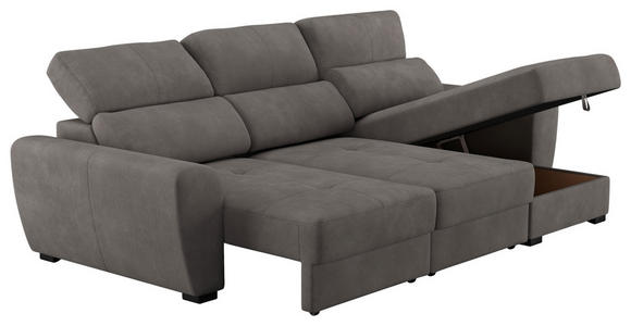 ECKSOFA in Mikrofaser Graubraun  - Graubraun/Schwarz, KONVENTIONELL, Kunststoff/Textil (285/177cm) - Carryhome