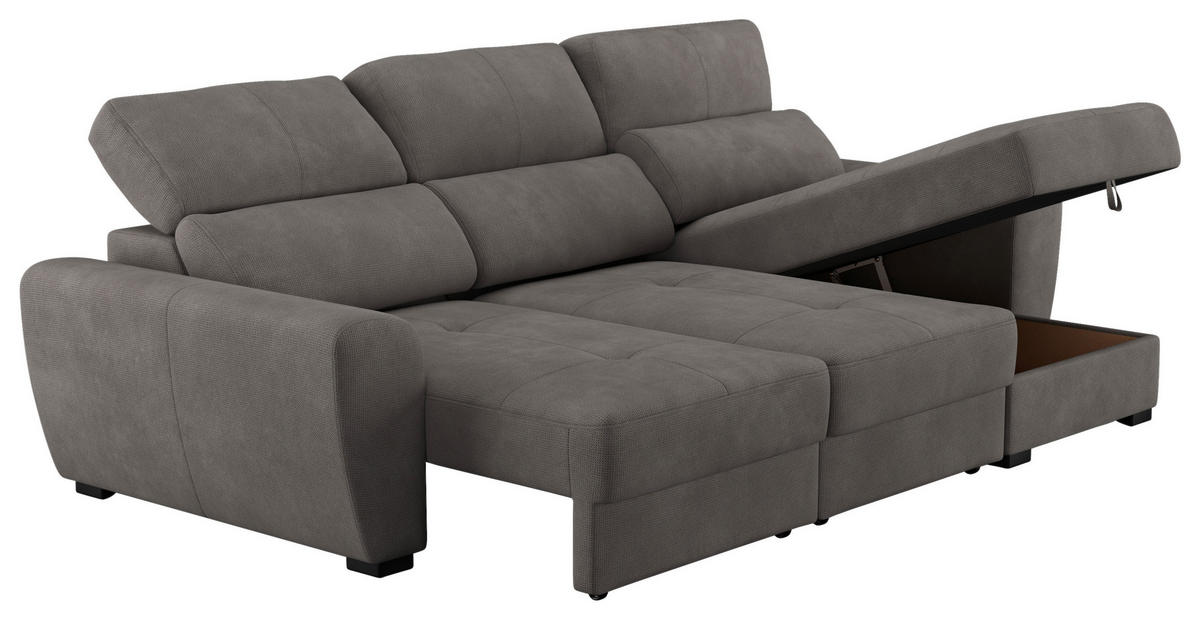 ECKSOFA in Mikrofaser Graubraun  - Graubraun/Schwarz, Konventionell, Kunststoff/Textil (285/177cm) - MID.YOU
