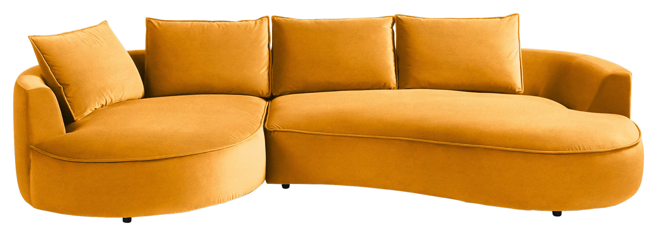 BIGSOFA Samt Currygelb  - Currygelb/Schwarz, Design, Kunststoff/Textil (154/82/322cm) - home24