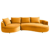 BIGSOFA Samt Currygelb  - Currygelb/Schwarz, Design, Kunststoff/Textil (154/82/322cm) - home24