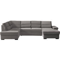 WOHNLANDSCHAFT in Flachgewebe Hellgrau  - Dunkelbraun/Hellgrau, KONVENTIONELL, Kunststoff/Textil (183/319/166cm) - Cantus