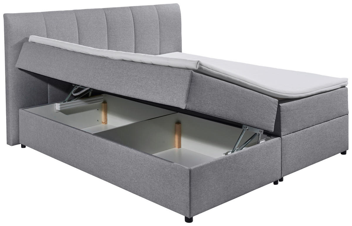 BOXSPRINGOVÁ POSTEĽ, 180/200 cm, sivá - čierna/sivá, Basics, textil/plast (180/200cm) - MID.YOU