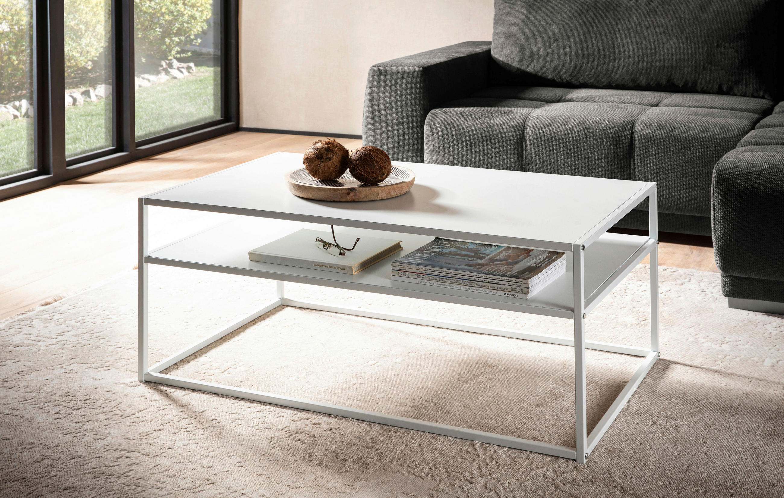 COUCHTISCH 100/60/45 cm rechteckig Weiß  - Weiß, Design, Metall (100/60/45cm) - MID.YOU