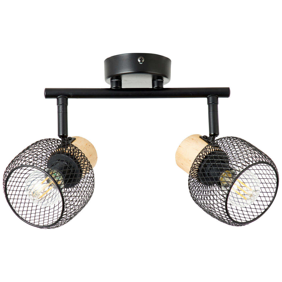 DECKENSTRAHLER - Schwarz/Kieferfarben, Basics, Holz/Metall (38/17,5/10cm) - Brilliant