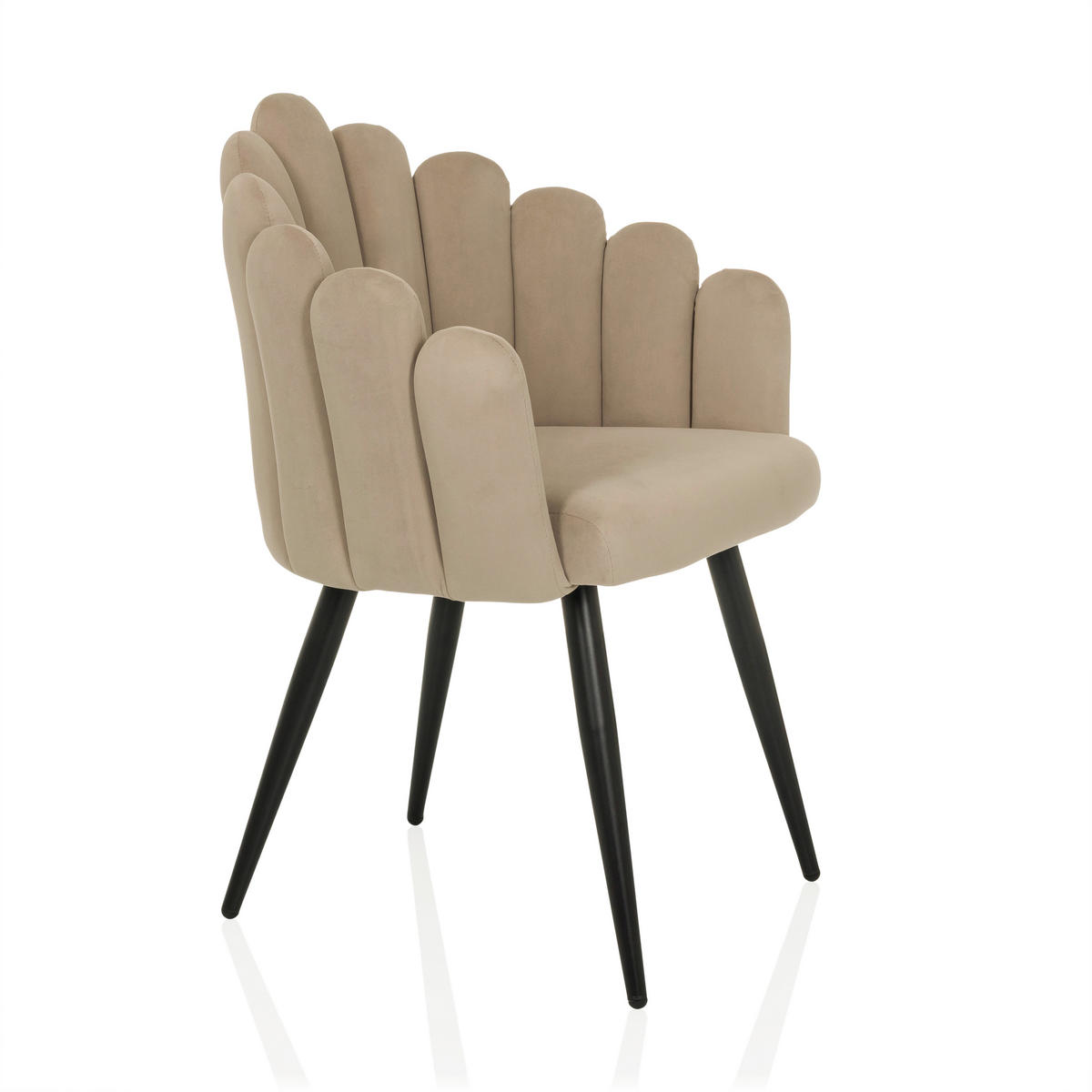 STOL MED ARMSTÖD sammet  - beige/svart, Modern, metall/textil (63/84/56cm) - MID.YOU