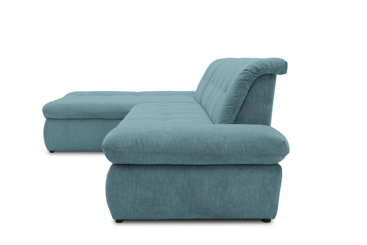 ECKSOFA Petrol Mikrofaser  - Chromfarben/Petrol, KONVENTIONELL, Textil/Metall (172/300cm) - MID.YOU