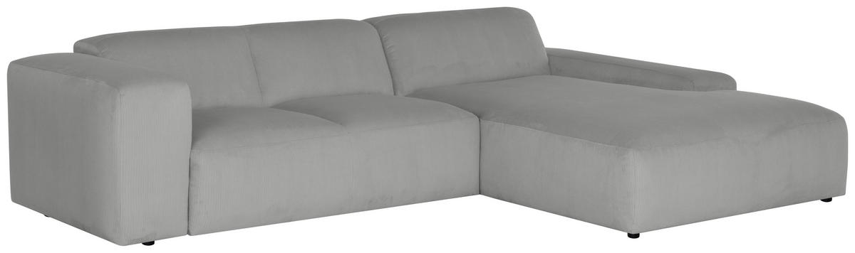 ECKSOFA in Cord Hellgrau  - Hellgrau/Schwarz, Design, Kunststoff/Textil (304/200cm) - MID.YOU