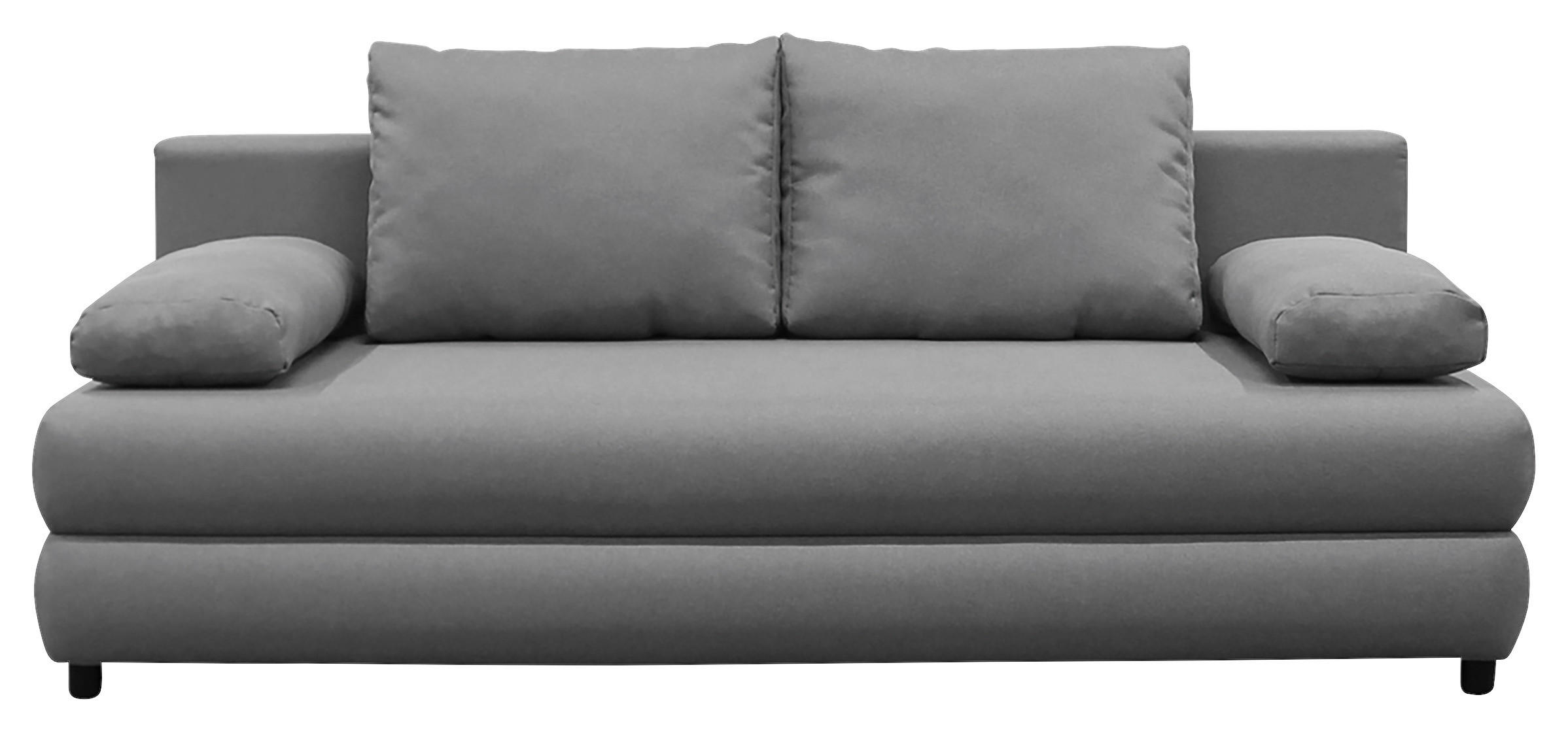 SCHLAFSOFA Webstoff Grau  inkl. Rückenkissen, Armlehnenkissen, Bettkasten, Schlaffunktion  - Schwarz/Grau, Design, Kunststoff/Textil (200/88/87cm) - P & B