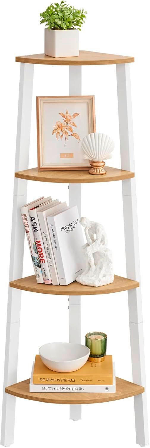 MID.YOU ROHOVÝ REGÁL, hnedá, biela, oceľ, 33,4/124,5/33,4 cm