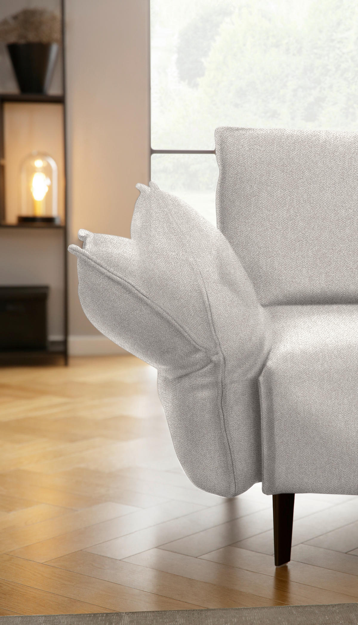 ECKSOFA  in Chenille, Flachgewebe Ecru  340/272 cm  - Ecru/Schwarz, MODERN, Textil/Metall (340/272cm) - W.Schillig