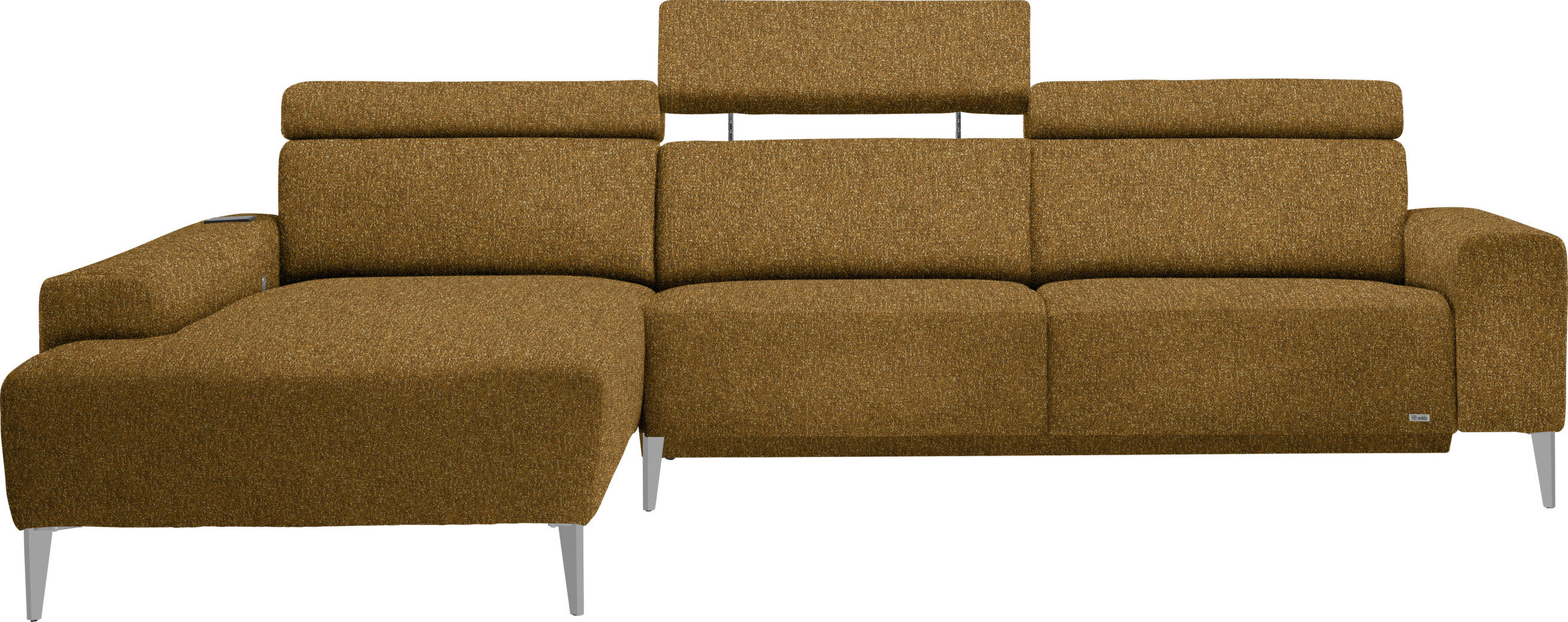 ECKSOFA  in Mikrovelours Senfgelb  205/288 cm  - Senfgelb/Alufarben, Design, Textil (205/288cm) - Sedda