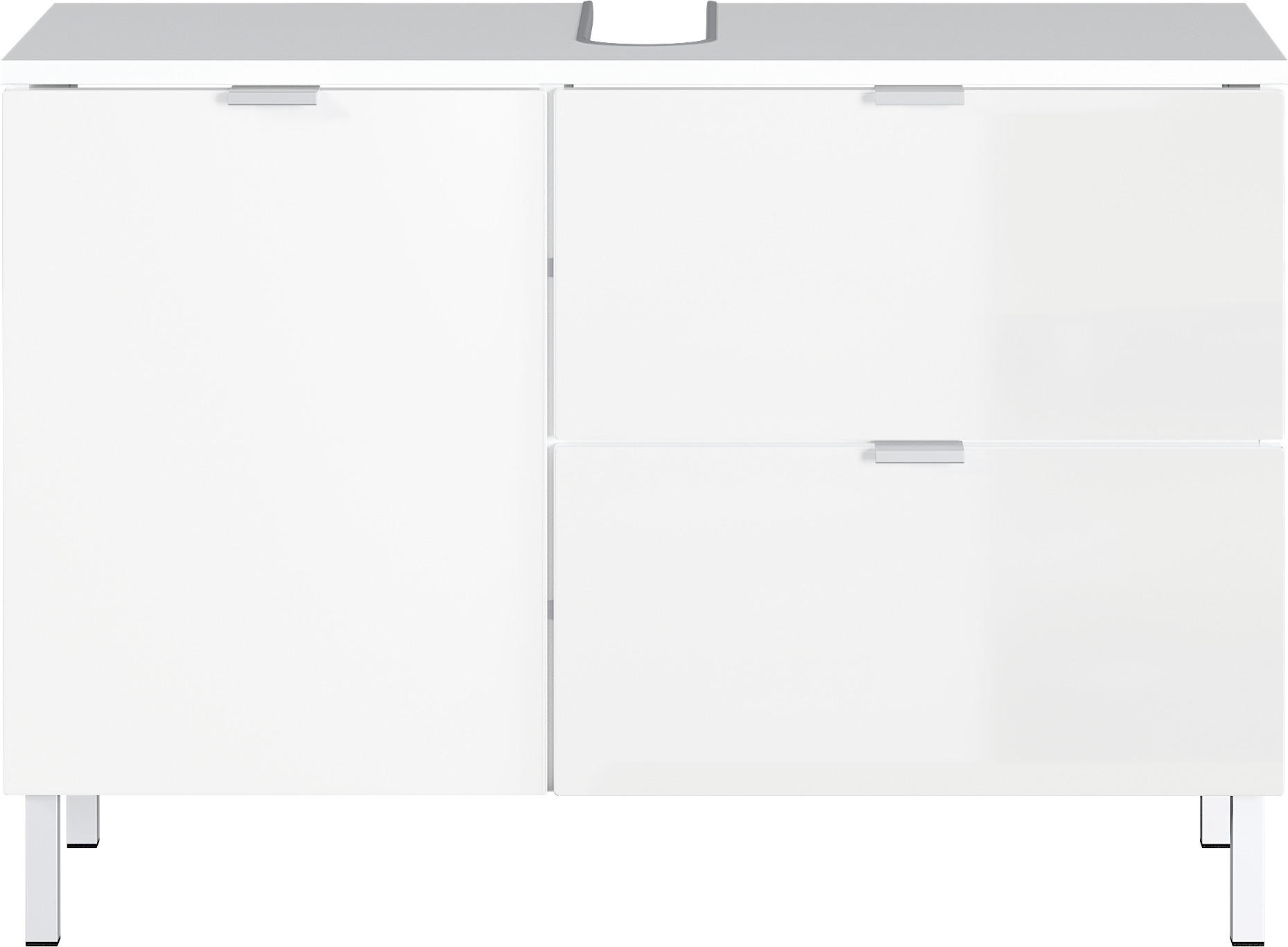 WASCHBECKENUNTERSCHRANK Weiß - Chromfarben/Weiß, KONVENTIONELL, Holzwerkstoff/Metall (80/56/34cm) - Germania