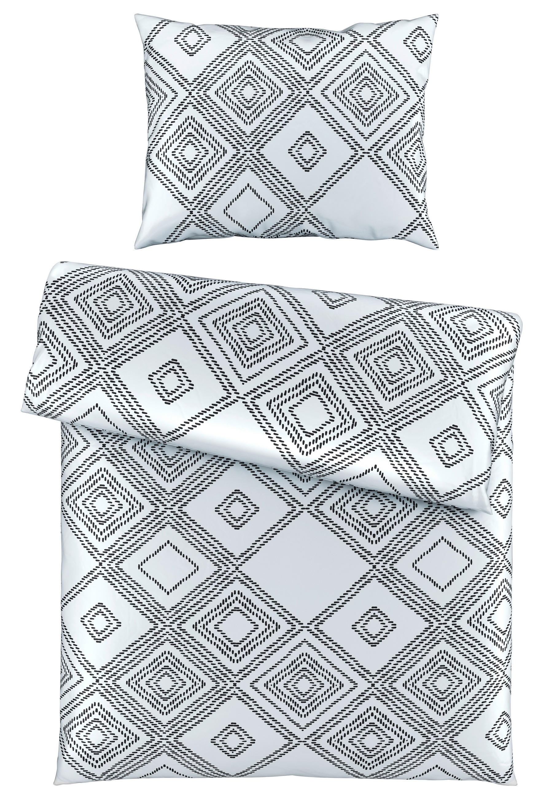 POSTELJINA BLACK&WHITE 140/200 cm saten crna, bela  - bela/crna, Dizajnerski, tekstil (140/200cm) - Novel