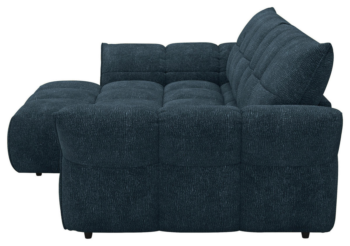 ECKSOFA Dunkelblau Chenille Rücken echt  - Schwarz/Dunkelblau, Design, Kunststoff/Textil (177/312cm) - Welnova